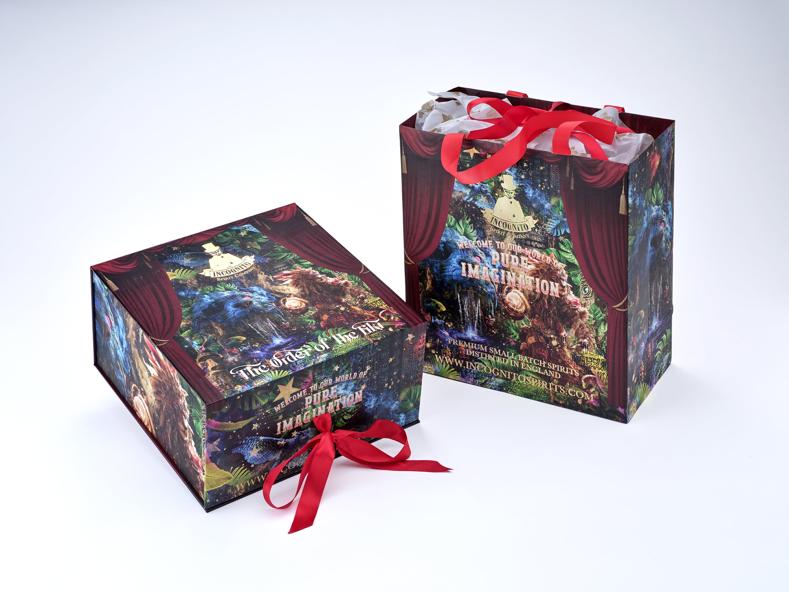 Luxury gift box and gift bag with luxury ribbon ties