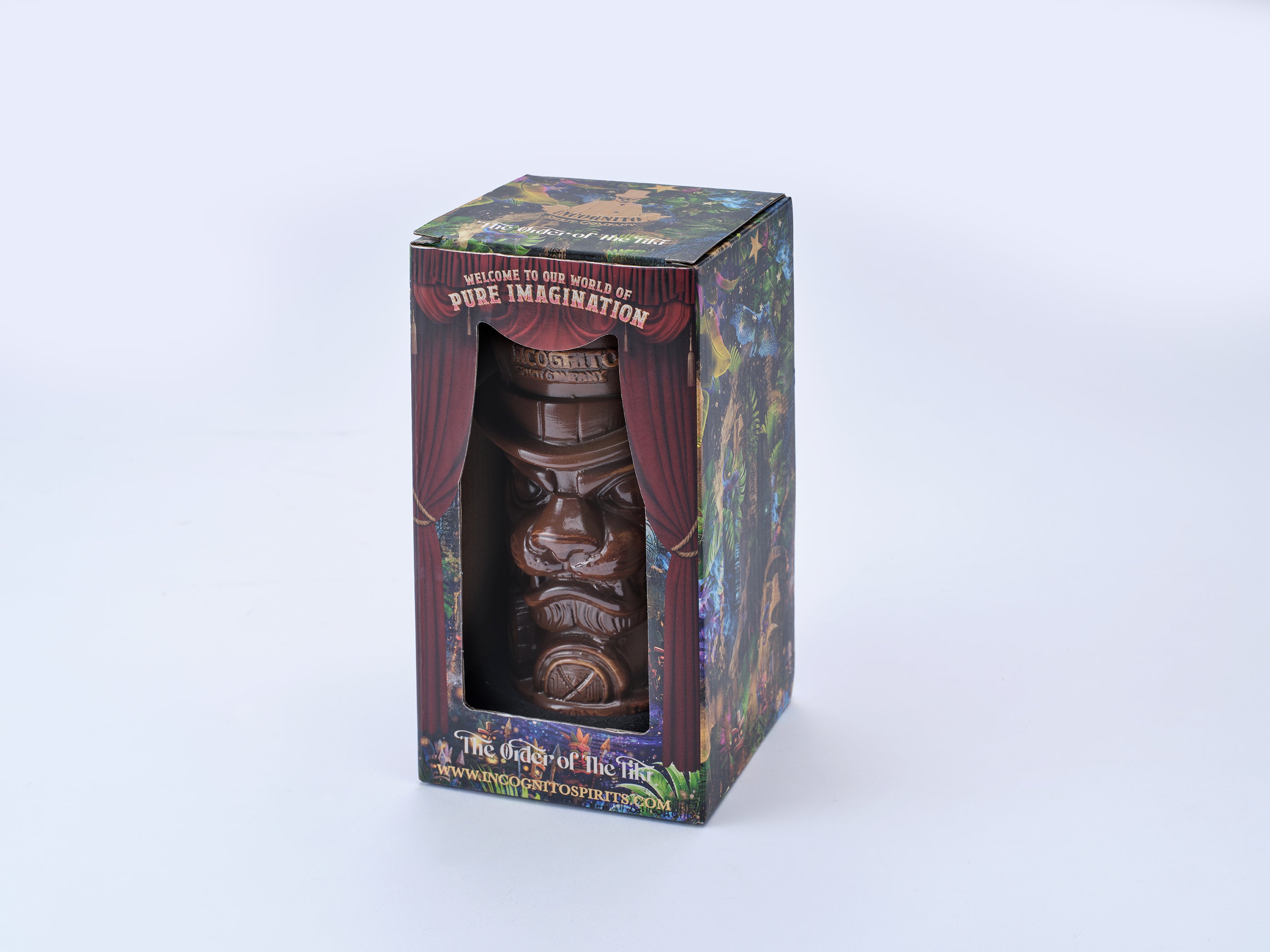 Limited Edition Incognito Tiki Mug featuring Mr Chadwick Smithfield Esq, presented in signature git box. Ideal for Tiki style cocktails