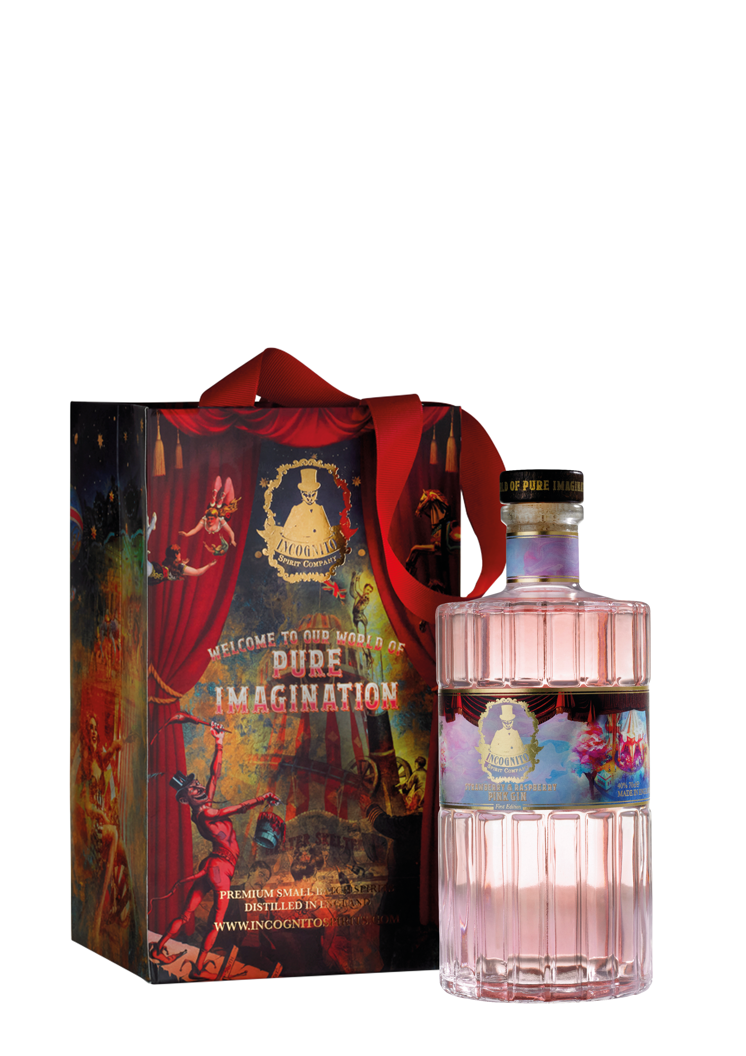 A bottle of Coors Light 'Pure Imagination' sparkling cider next to its illustrated gift box with a red ribbon, on a plain white background.